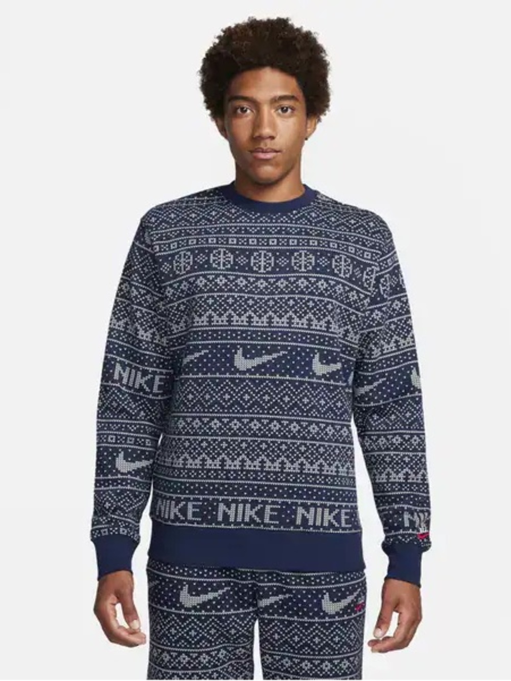 Nike Sportswear Club Fleece Holiday Sweatshirt and Pants Midnight Navy L